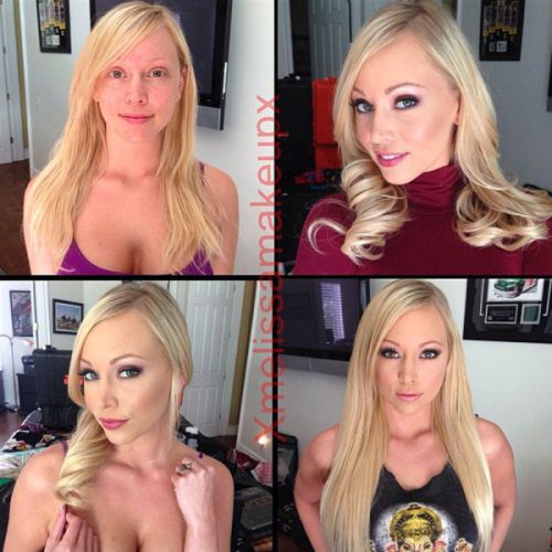 Porno žvaigždės su ir be makiažo